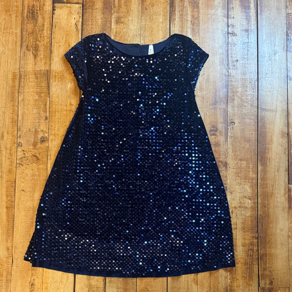 Little Stitches dress size 6 to 7 Blue velvet Sequin dress special occasion